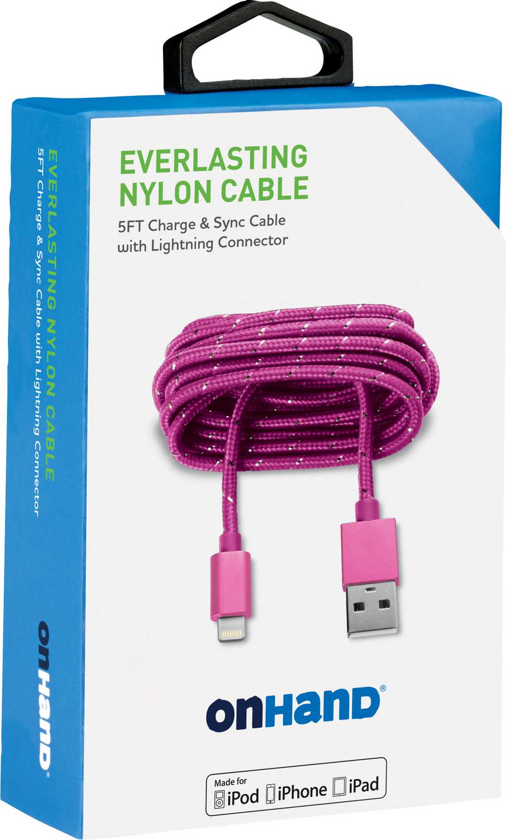 ON HAND A TO LGHT CBL 5FT, PINK - ONLINE ONLY