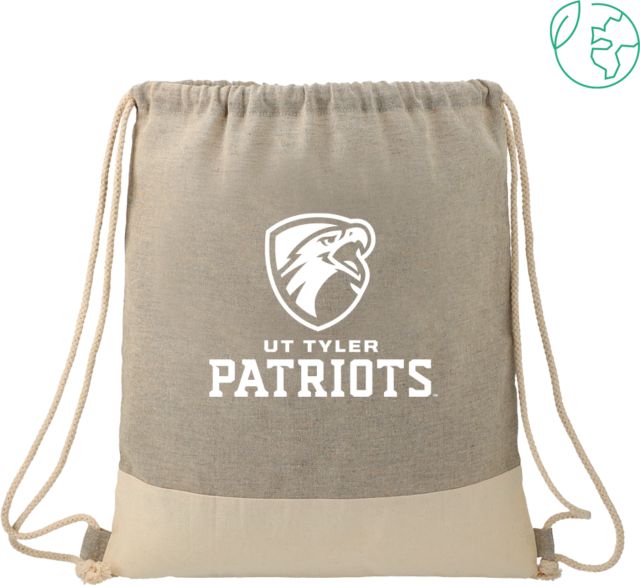 UT Tyler Split Recycled Cotton Grey/Natural Drawstring Bag Swoop Shield Patriots - ONLINE ONLY