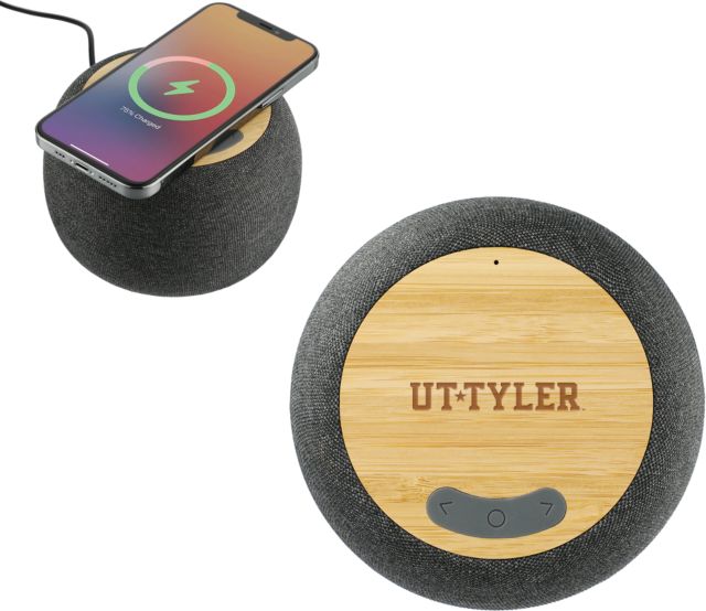 UT Tyler Garm Fabric & Bamboo Speaker with Wireless Charging UT Tyler Engraved - ONLINE ONLY